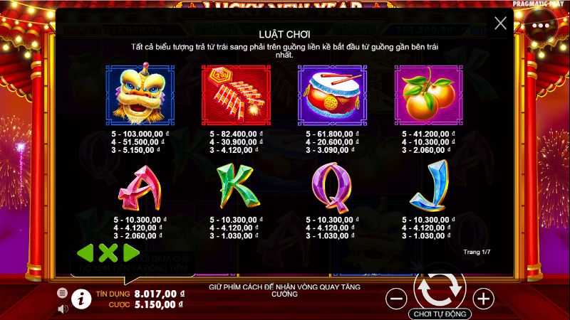 Các biểu tượng chính trong game Lucky New Year Slot