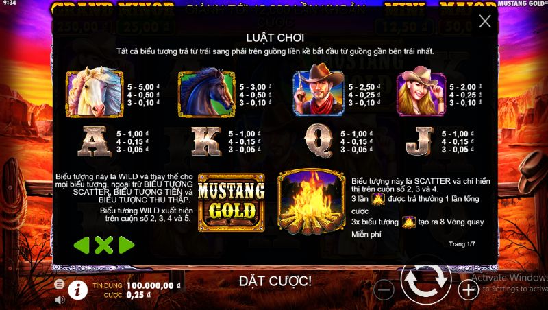 Luật chơi Mustang Gold Slot K8