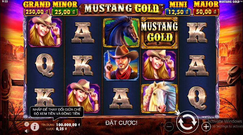 Tính năng thưởng trong Mustang Gold Slot